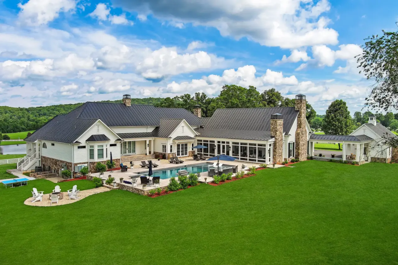 Magnolia Farm - exterior with pool and garden